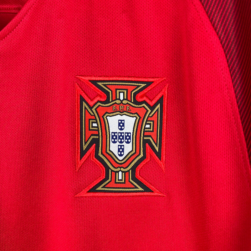 Camisola Portugal Retrô 2016 Manga Longa Vermelho